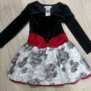 Bonnie Jean Black and Red Floral Kids Dance Costume